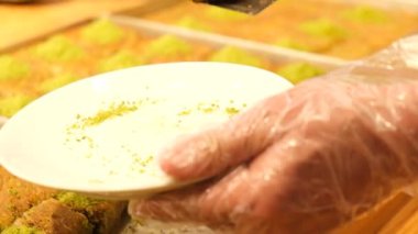 Geleneksel hindistancevizli tatlı baklavası. Ev yapımı fındıklı ve ballı baklava..