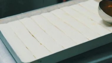 Geleneksel hindistancevizli tatlı baklavası. Ev yapımı fındıklı ve ballı baklava..