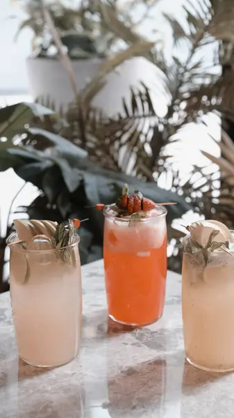 stock image Alcohol cocktail drink on the table in restaurant