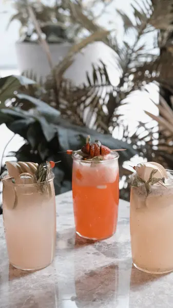 stock image Alcohol cocktail drink on the table in restaurant