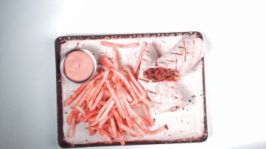 Lezzetli et eti, Türk kebap, sandviç dürümü.