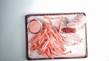 Lezzetli et eti, Türk kebap, sandviç dürümü.