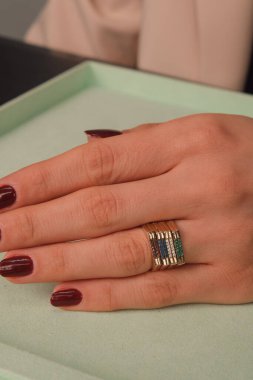 Gümüş, altın, elmas, değerli taşlar gibi şık mücevherler..