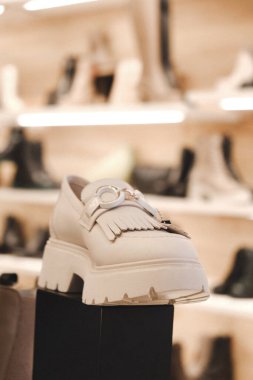 Ayakkabılar mağazadaki rafta.