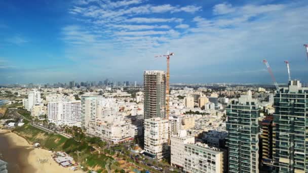 Bat Yam Israel Abril 2023 Vista Aérea Construcción Edificio Residencial — Vídeos de Stock