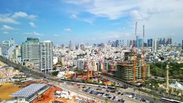 Тель Авив Яфо Израиль Октября 2023 Года Процесс Строительства Гостиничного — стоковое видео