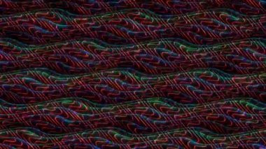 3D soyut parlak çizgiler, dalga, renkli, siyah arkaplan