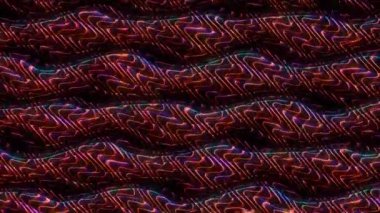 3D soyut parlak çizgiler, dalga, renkli, siyah arkaplan