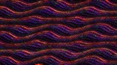 3D soyut parlak çizgiler, dalga, renkli, siyah arkaplan