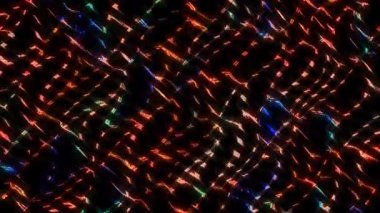 3D soyut parlak çizgiler, dalga, renkli, siyah arkaplan