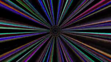 3D soyut parlak çizgiler, dalga, renkli, siyah arkaplan