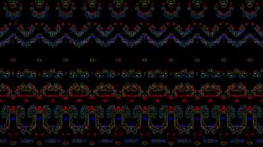 3D soyut parlak çizgiler, dalga, renkli, siyah arkaplan