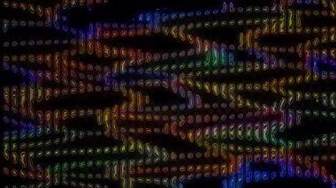 3D soyut parlak çizgiler, dalga, renkli, siyah arkaplan