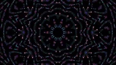 Soyut Kaleydoskop deseni tam renklerle. Sihirli mandala. 4k