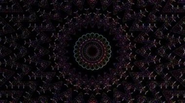 Soyut Kaleydoskop deseni tam renklerle. Sihirli mandala. 4k