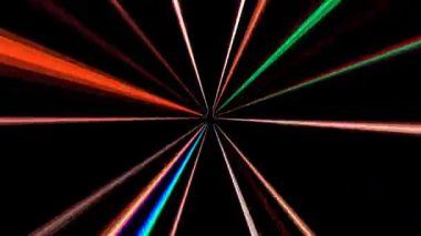 3D soyut parlak çizgiler, dalga, renkli, siyah arkaplan