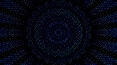 Animated digital abstract. Colorful curved and circular lines on black background, seamless loop