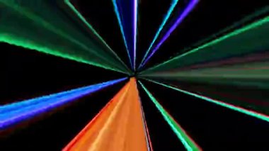 3D shining bright dots set colorful line wave motion, on black background