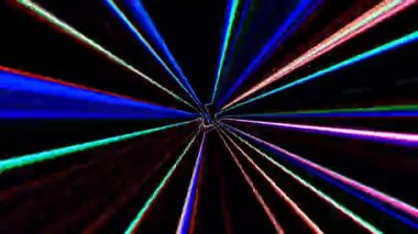 3D shining bright dots set colorful line wave motion, on black background