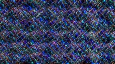 3D shining bright dots set colorful line wave motion, on black background