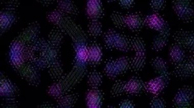 3D shining bright dots set colorful line wave motion, on black background