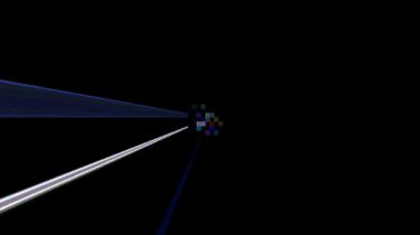 3D shining bright dots set colorful line wave motion, on black background