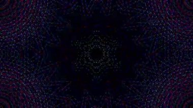Soyut Kaleydoskop deseni tam renklerle. Sihirli mandala. 4k