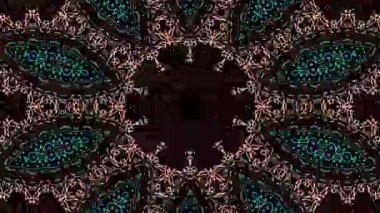 Soyut Kaleydoskop deseni tam renklerle. Sihirli mandala. 4k