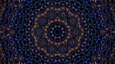 Soyut Kaleydoskop deseni tam renklerle. Sihirli mandala. 4k