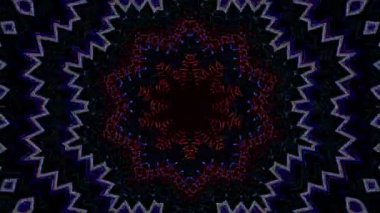 Animated digital abstract. Colorful curved and circular lines on black background, seamless loop