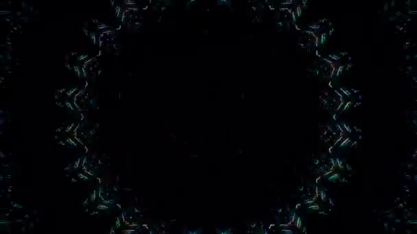 Анімовані Абстрактні Вигнуті Лінії Барвисті Світлові Точки Чорний Фон Безшовне — стокове відео