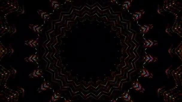 Animado Abstract Curved Linhas Pontos Luz Coloridos Fundo Preto Círculo — Vídeo de Stock