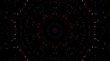 3D Animated digital abstract. Colorful curved and circular lines on black background, seamless loop