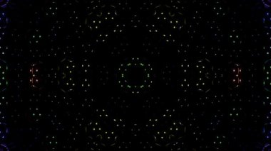 3D Animated digital abstract. Colorful curved and circular lines on black background, seamless loop