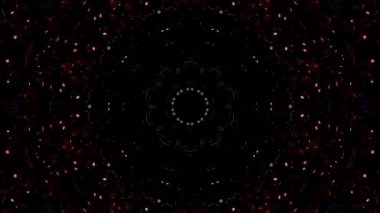 3D Animated digital abstract. Colorful curved and circular lines on black background, seamless loop