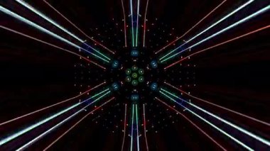 3D soyut parlak çizgiler, dalga, renkli, siyah arkaplan