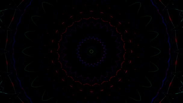 Animowane Abstract Curved Linie Kolorowe Punkty Światła Czarne Tło Bezszwowe — Wideo stockowe