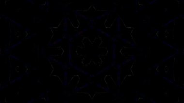 Canlandırılmış 3D soyut. Eğri çizgiler ve renkli ışık noktaları siyah arkaplan, pürüzsüz daire