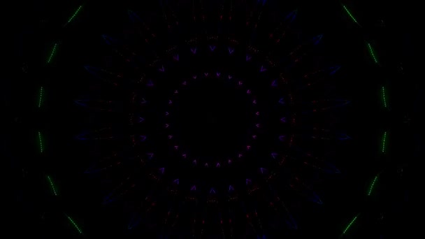 Abstrakcyjne Linie Kolorowe Światło Świecące Okrągły Kształt Środku Czarne Tło — Wideo stockowe