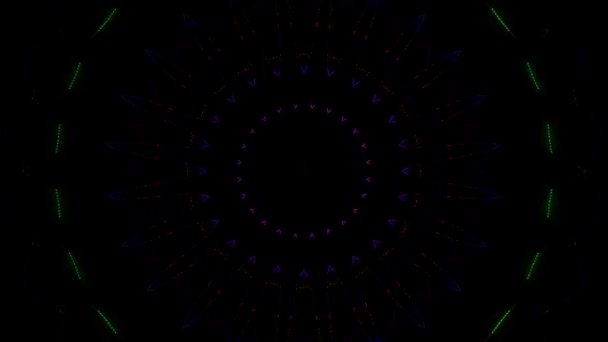 Animowane Abstract Curved Linie Kolorowe Punkty Światła Czarne Tło Bezszwowe — Wideo stockowe