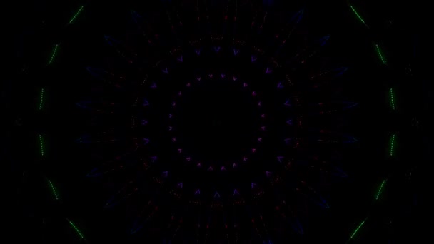 Lignes Abstraites Lumière Colorée Brillant Forme Ronde Centre Fond Noir — Video