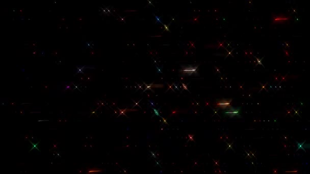 Abstract Shining Bright Lines Set Wave Colorful Dots Black Background — Wideo stockowe