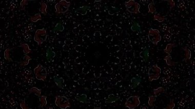 Animated digital abstract. Colorful curved and circular lines on black background, seamless loop