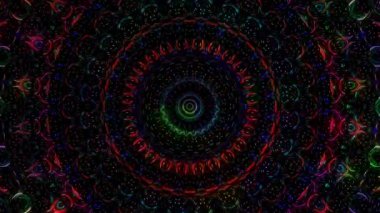 3D Animated digital abstract. Colorful curved and circular lines on black background, seamless loop