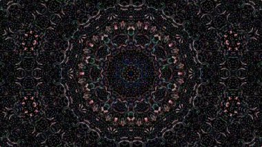 3D Animated digital abstract. Colorful curved and circular lines on black background, seamless loop