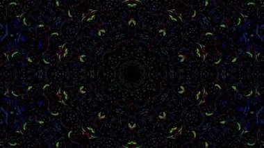 3D Animated digital abstract. Colorful curved and circular lines on black background, seamless loop