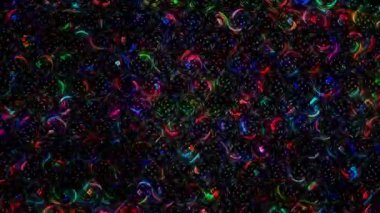 3D soyut parlak çizgiler, dalga, renkli, siyah arkaplan