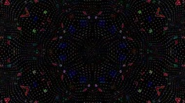 3D Animated digital abstract. Colorful curved and circular lines on black background, seamless loop