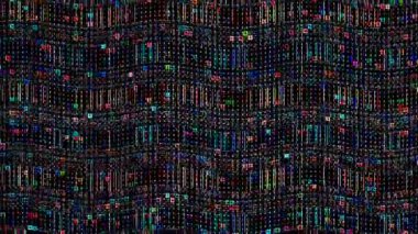 3D soyut parlak çizgiler, dalga, renkli, siyah arkaplan