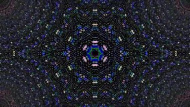 3D Animated digital abstract. Colorful curved and circular lines on black background, seamless loop